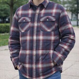 David Taylor Insulated Plaid shacket Jacket extra large cotton blue red